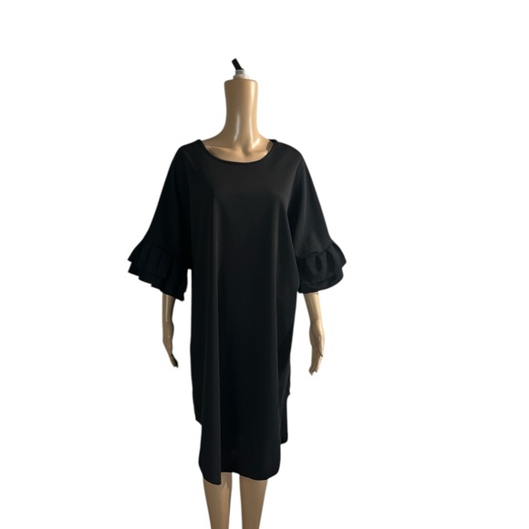 Ekaly Dresses & Skirts - Ekaliy Women’s Black Midi Dress, loose fit midi, Minimalist,Modest Chic, Elegant